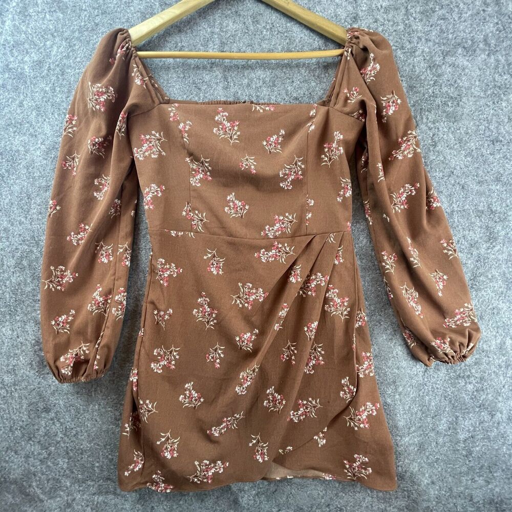 Abercrombie & Fitch Dress S Brown Smocked Babydoll Peasant Country Romantic‎